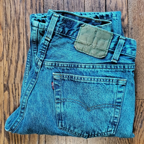 Levi's Denim - Vintage Levis 501 0675 W32 L34 Teal Overdye button fly red label 80s / 90s